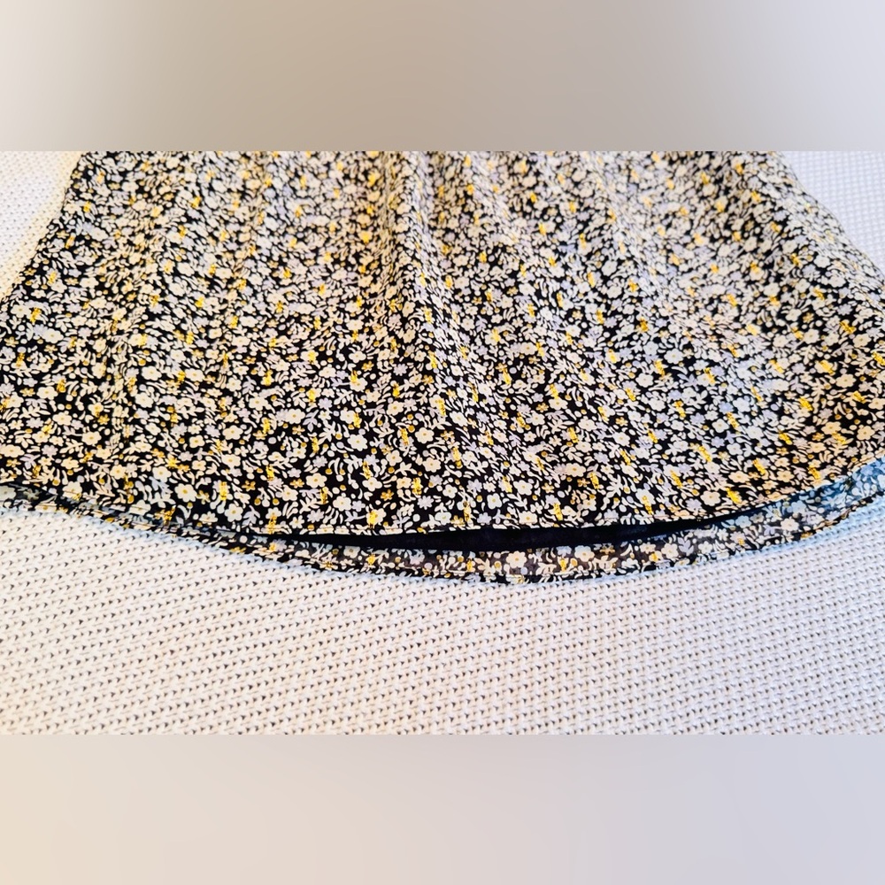 J. CREW Chiffon Silk Gold Metallic Black & White Blouse Floral Top - Picture 9 of 16